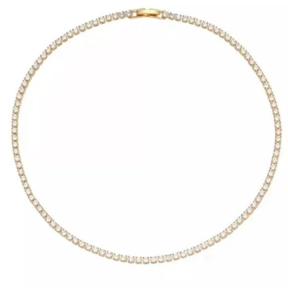 NEW 14K GOLD TENNIS CHAIN DIAMOND CHOKER NECKLACE, NICE NECKLACE, CUTE NECKLACE - Picture 5 of 6